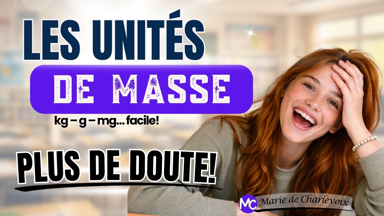 Les unités de masse (gramme), Cours 53 ✔ CAHIER D'EXERCICES + ÉVALUATIONS sur Marie de Charlevoix 😃