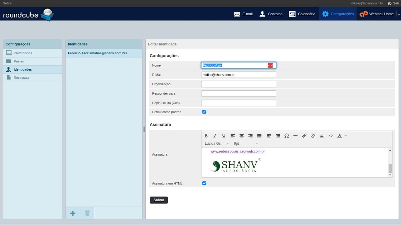 Como inserir uma assinatura de e- mail no RoundCube