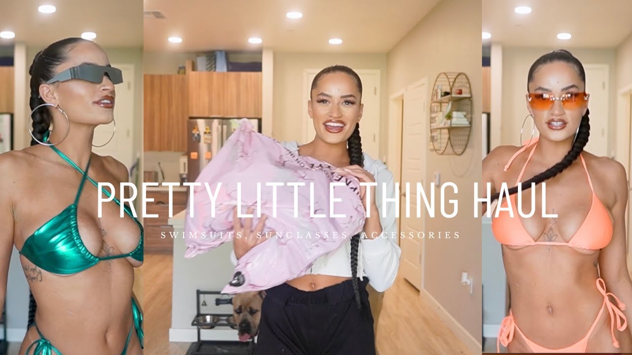 PRETTY LITTLE THING TRY ON HAUL || swimsuit, sunglasses, accessories