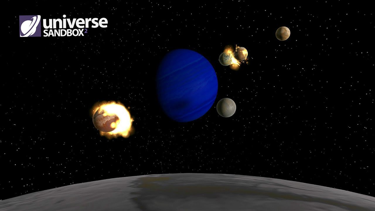 Что, если бы все луны Нептуна имели радиус 5000 км? Universe Sandbox ²