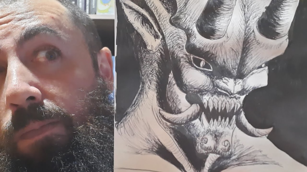 Lofi time-lapse Monster hatching and ink.