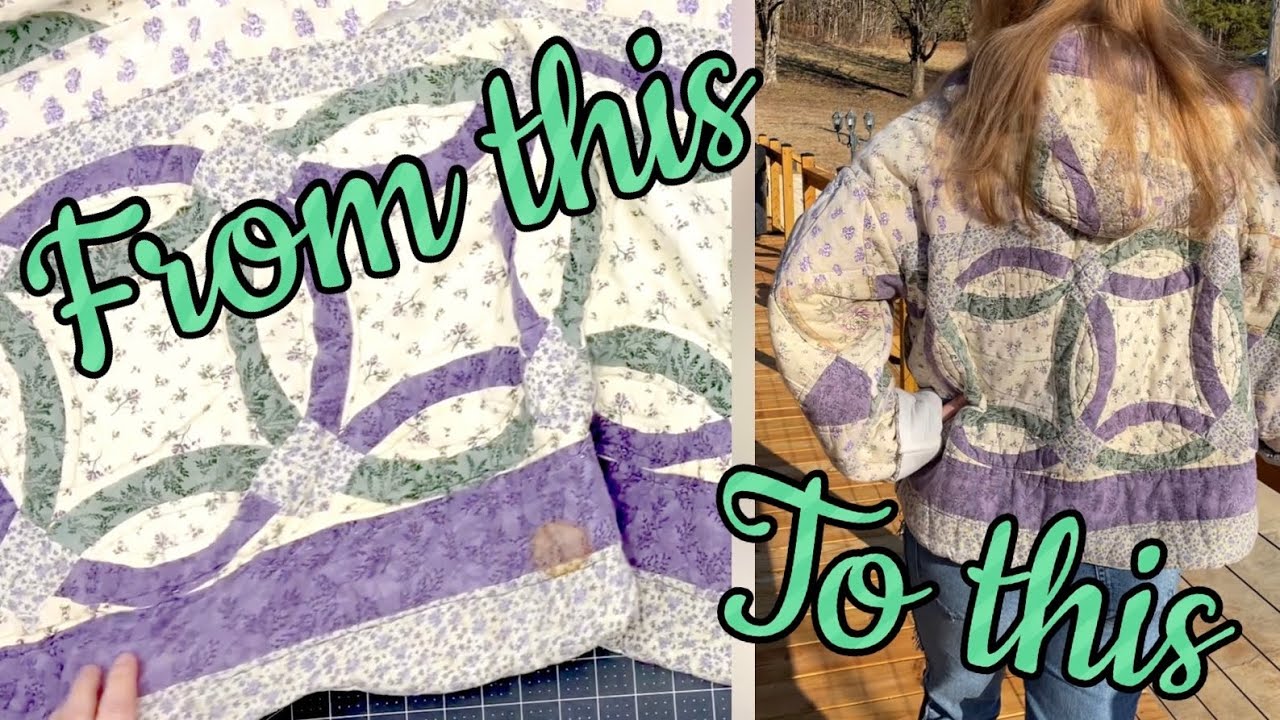 Vintage Quilt Rescue - Cozy Stylish Hooded Jacket, Pockets, Easy Upcycling