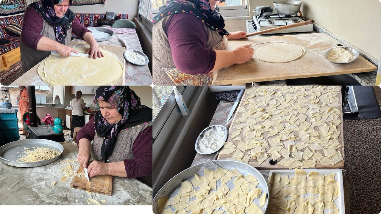Bahçede Tatar su böreği erişte makarna kestik öğlen yemeği