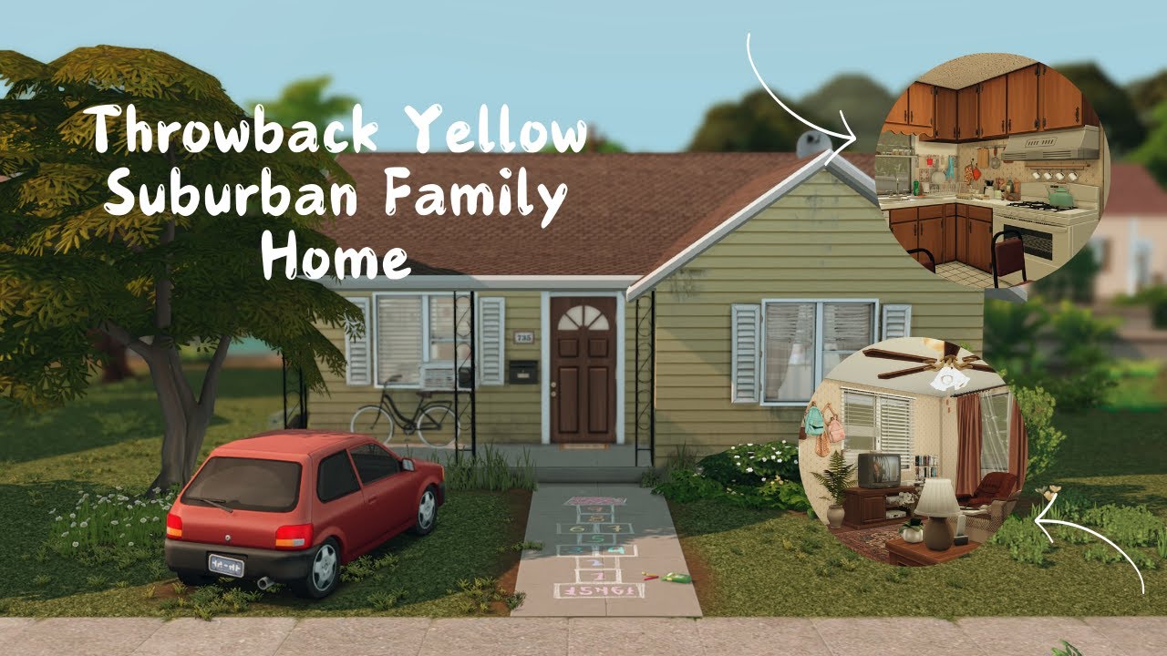 Throwback Yellow Suburban Family Home🏡 | CC Speed Build |