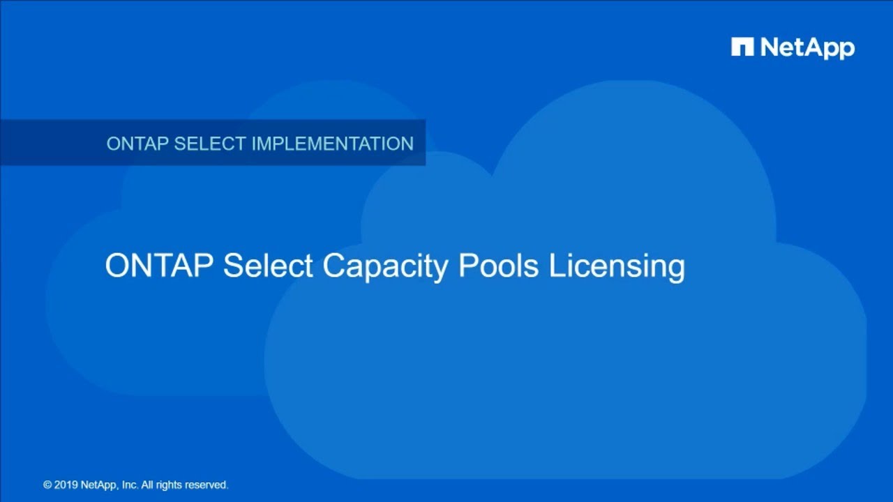 NetApp ONTAP Select Capacity Pools Licensing
