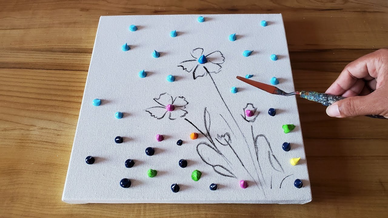 Blooming Flowers / Easy Acrylic Floral Painting For Beginners / Satisfying/Project 100 Days / Day#24