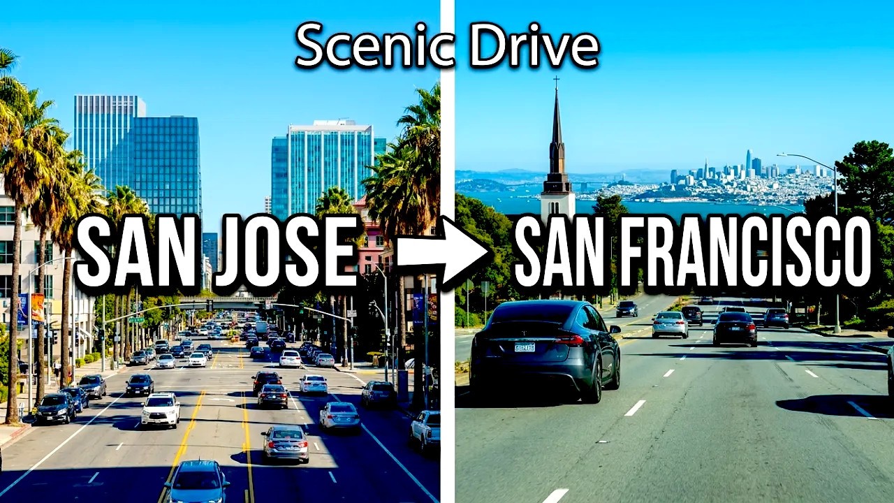 [4k] San Jose to San Francisco Drive | Scenic Bay Area Route via US-101, I-280 & CA-1