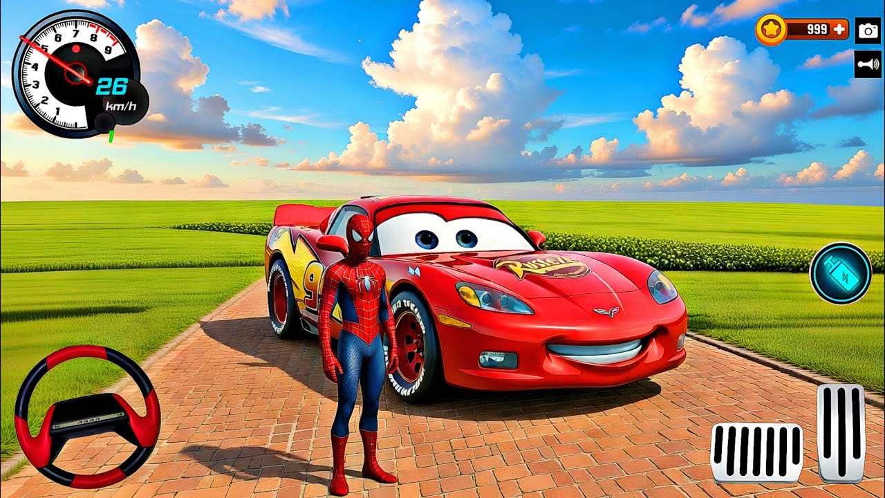 🎉 Monster Mc Queen Car & Spiderman Gameplay 🦚 Indian Thift Auto Simulator🔥 New 3D police carCar Game