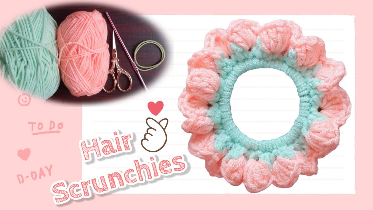 How to Crochet  Tulip Hair Scrunchies / Crochet Tutorial ถักยางรัดผมดอกทิวลิป