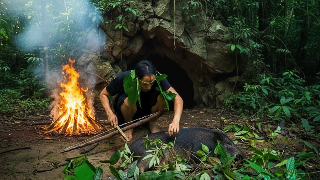 A Week of Survival Alone in the Forest Setting Traps Hunting and Living Off the Wild