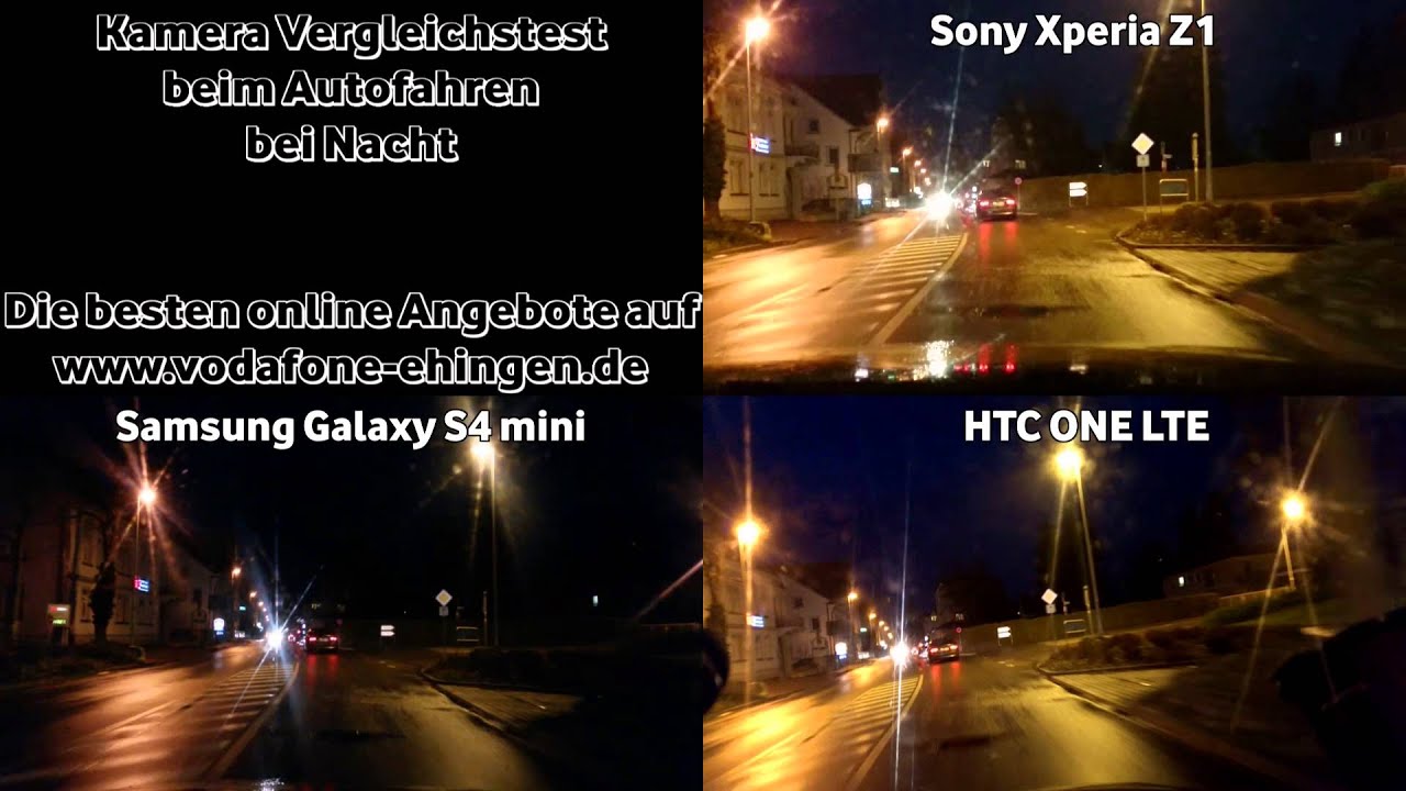 HTC ONE LTE vs Sony Xperia Z1 vs Samsung Galaxy S4 mini Kameravergleich Autofahren bei Nacht Deutsch