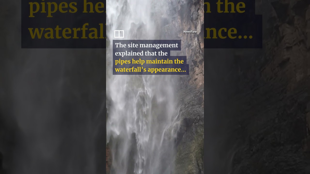 Tourist discovers waterfall in China supplied through pipes #shorts