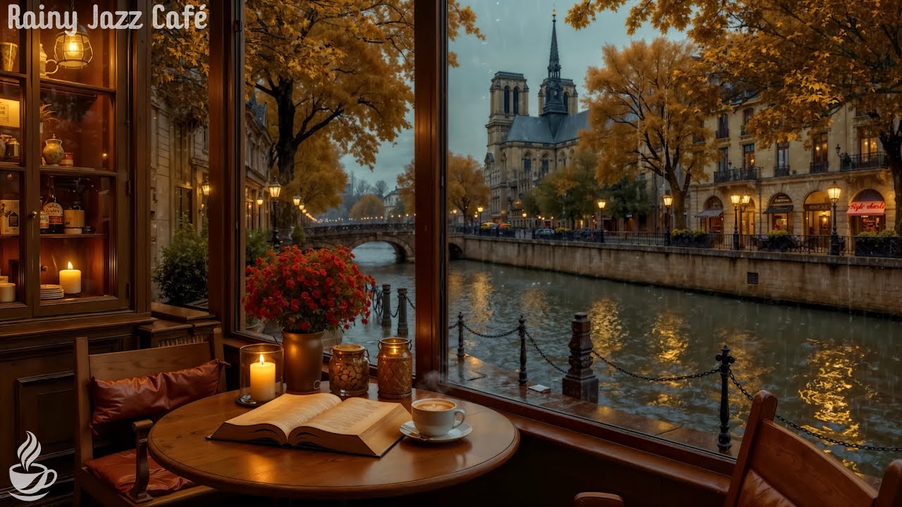 Теплый осенний дождливый день 🍂 Фортепианный джаз и уютная атмосфера кафе для учебы и отдыха
