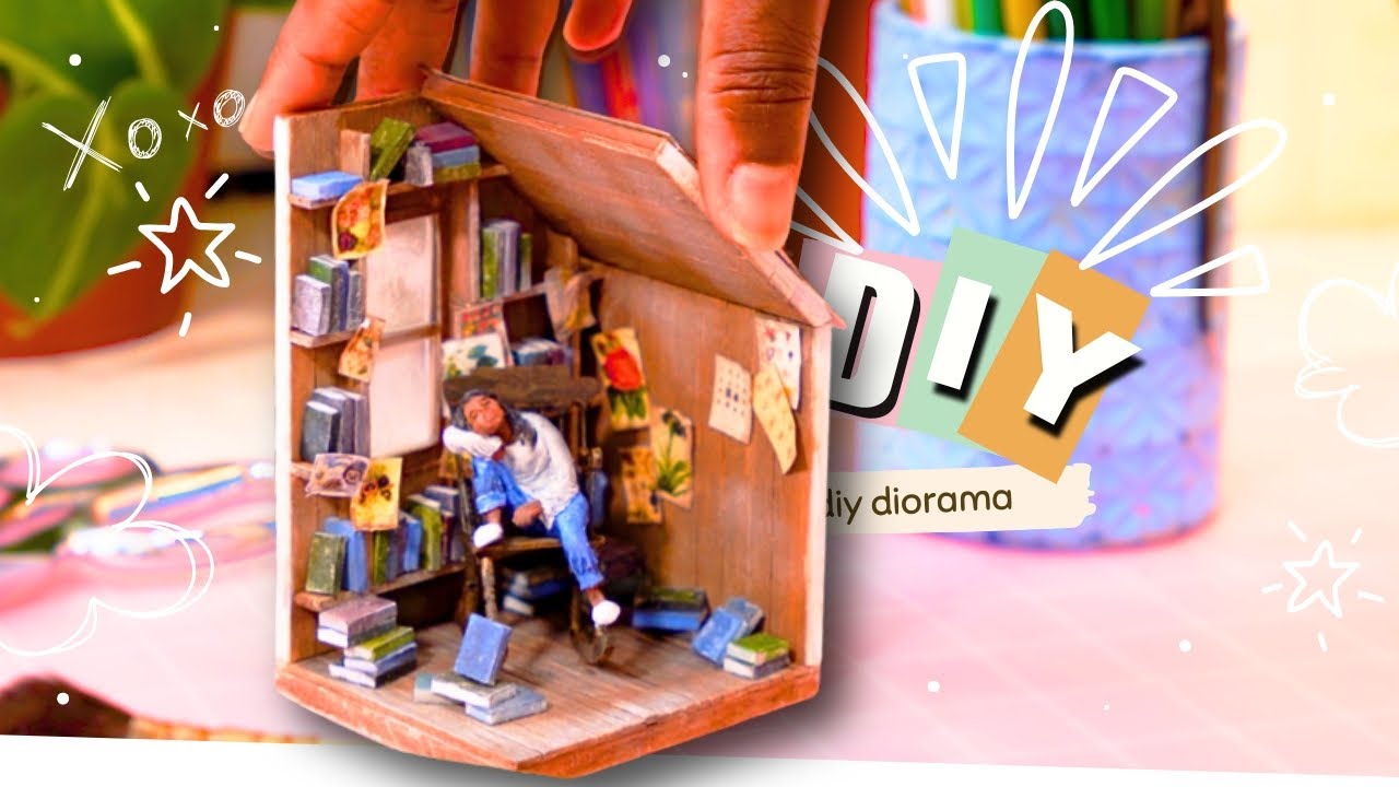 Creating a Miniature Attic Library Retreat 📚 Cozy Diorama Build