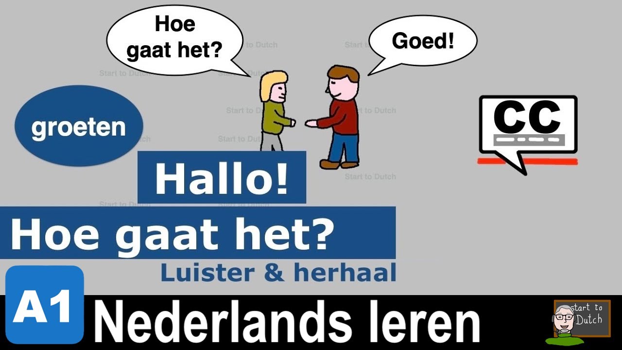 NT2 A1 1.02 Hoe gaat het? - Les Nederlands leren A0 - 1.1 learn Dutch greetings with subtitles