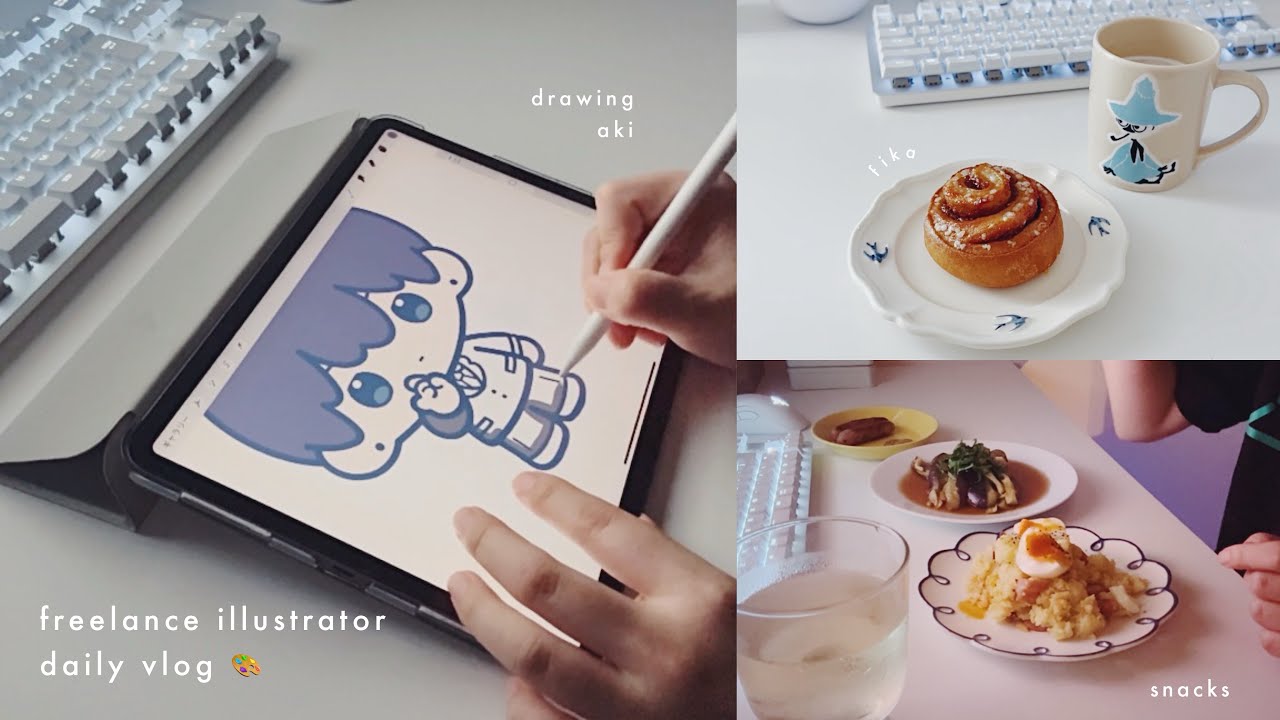 vlog：イラストレーターの日常🎨｜在宅ワーク、チェンソーマン、おつまみ作って晩酌