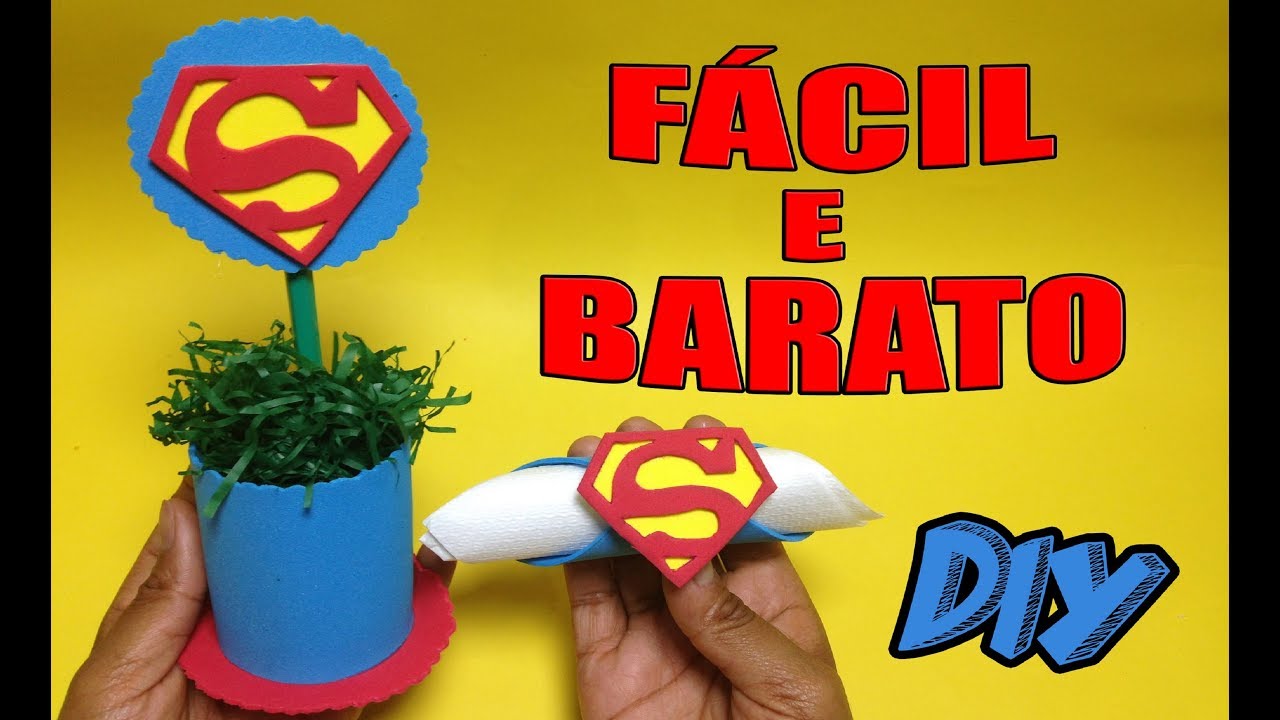 COMO FAZER LEMBRANCINHA DO SUPER HOMEM - 2 DIYs ♥ Hellen Chagas