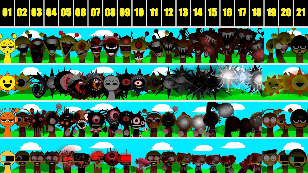 Incredibox Sprunki all in one ( Mr. Sun, Simon, Garnold, Oren ) 21 Phase  ... Super new