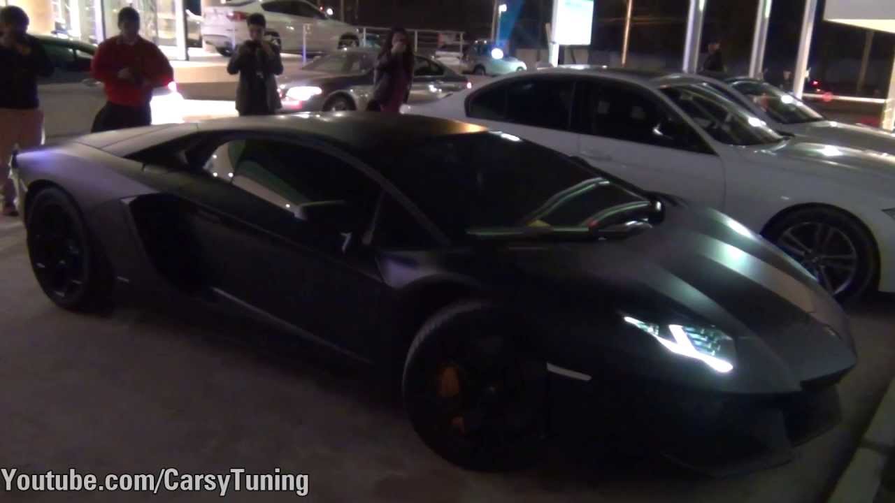 Matte Black Lamborghini Aventador LP700-4 - POV Start Revs Acceleration