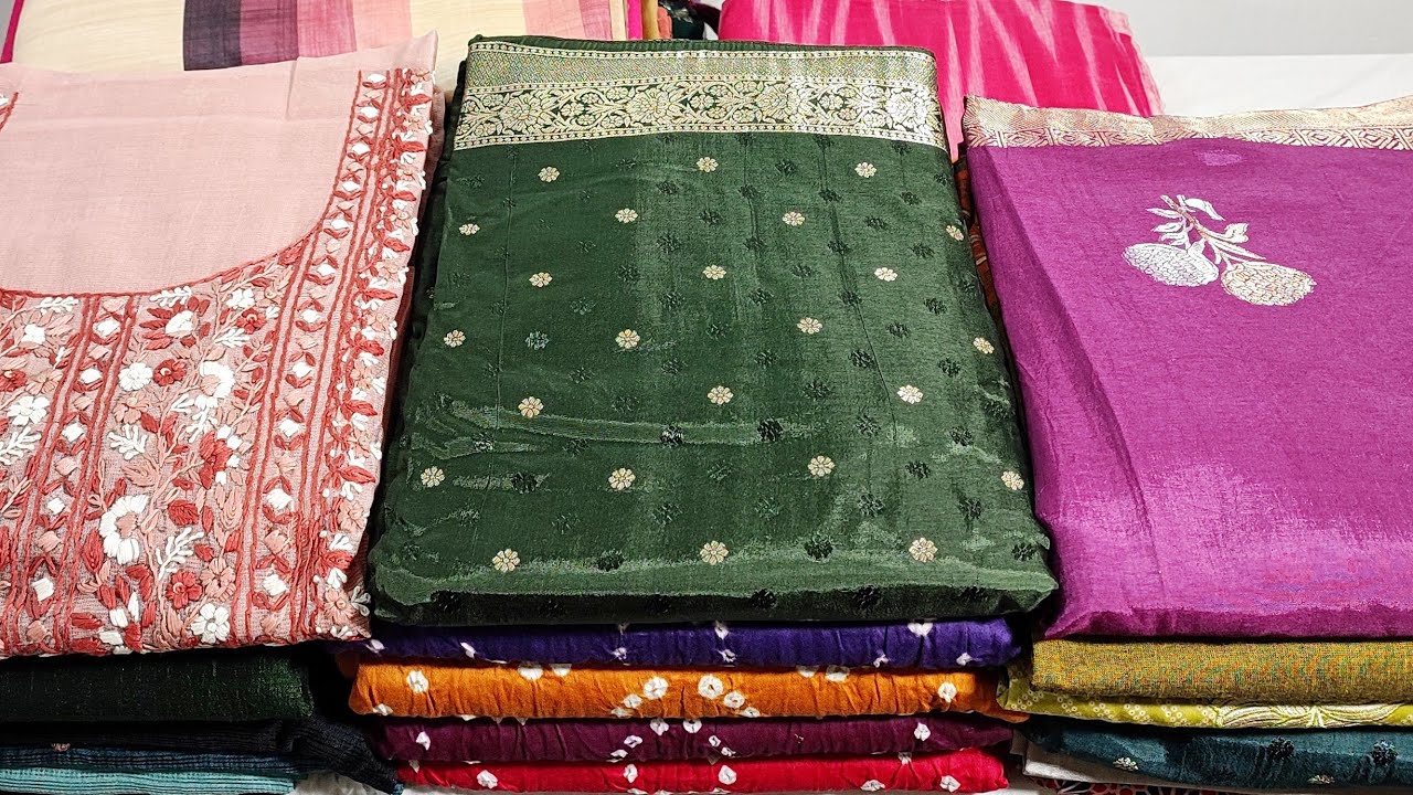 PURE BANARASI SILK PARTY WEAR SET|SUPERNET KOTA WITH LUCKNAWI DUPATTA|PURE BANDHANI SET