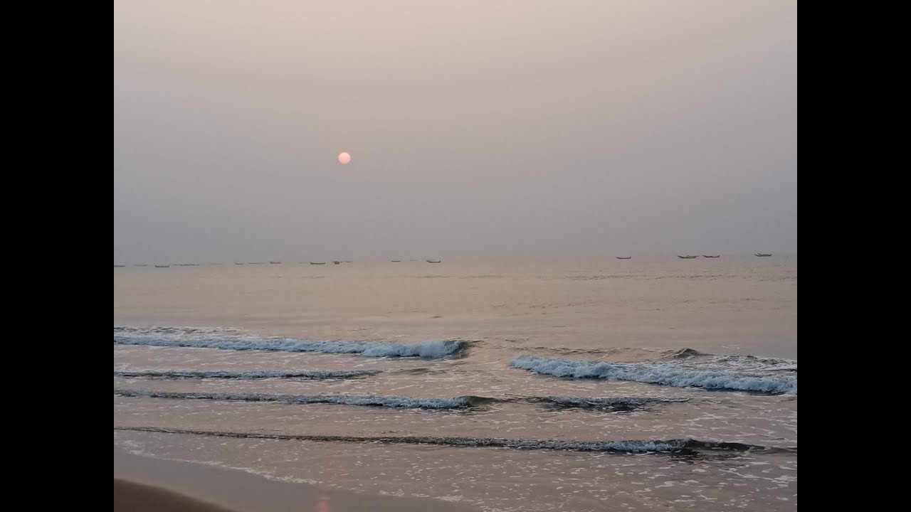 Sunrise - Sun, Moon, Sea, Puri beach, Bay of Bengal, nature, relaxing, healing, positivity.