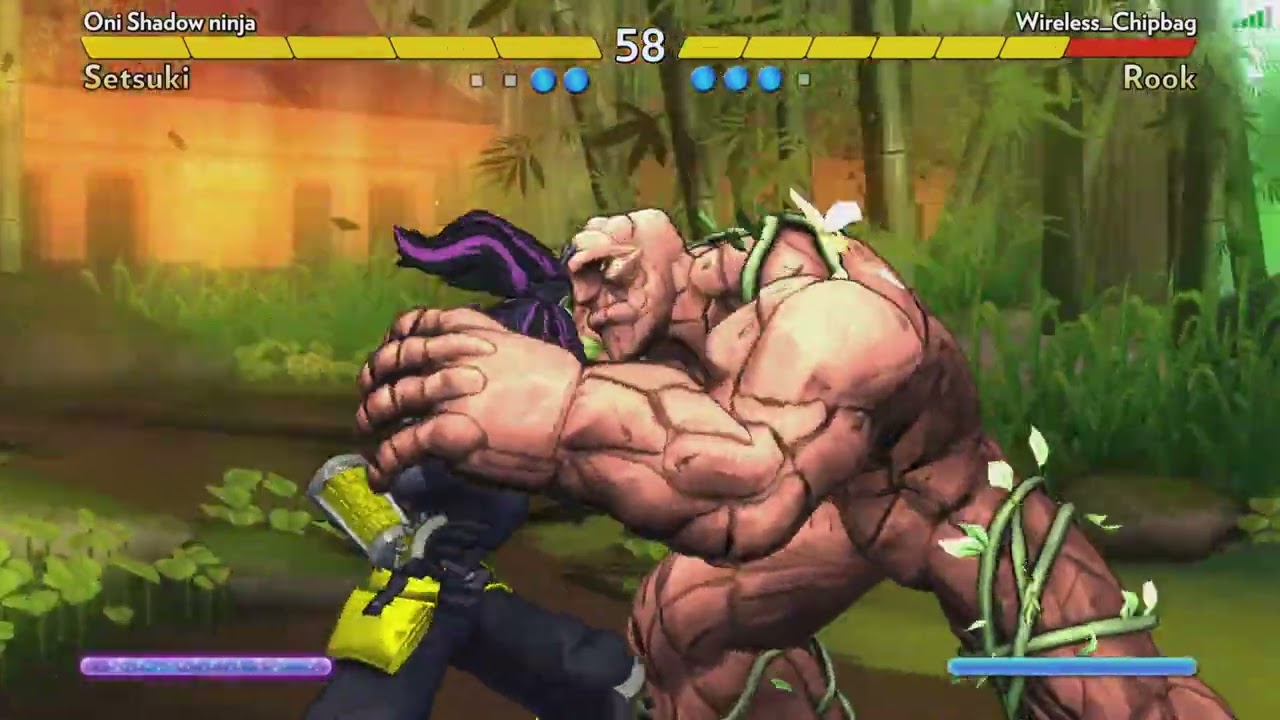 Fantasy Strike Online Match Oni Shadow Ninja vs. Wireless Chipbag