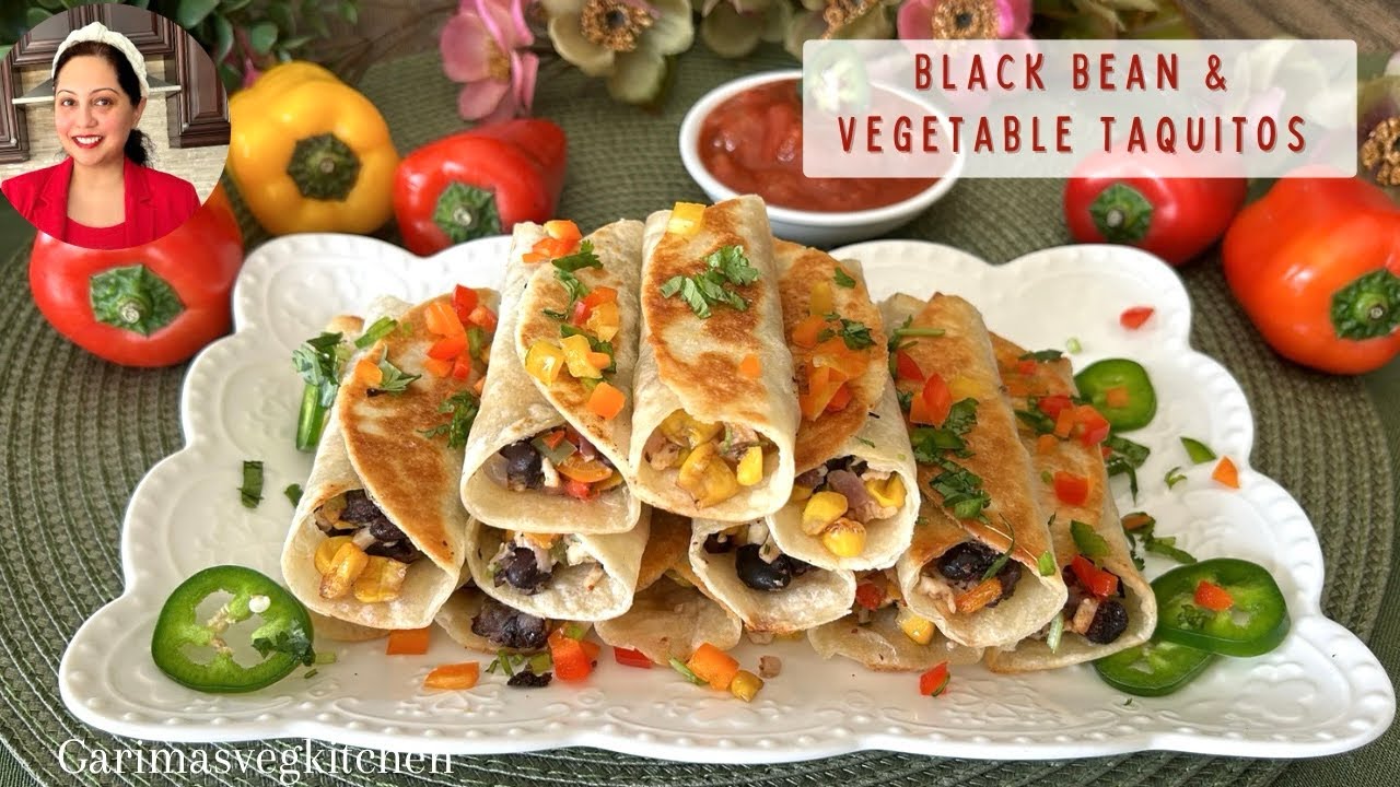 Black Bean & Vegetable Taquitos (Easy & Fun Appetizer)