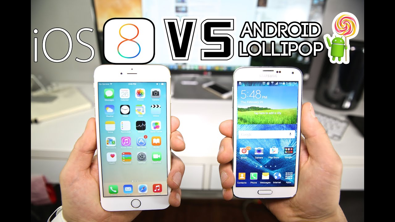 Android 5.0 Lollipop VS iOS 8 - iPhone 6 & Samsung Galaxy S5 Comparison
