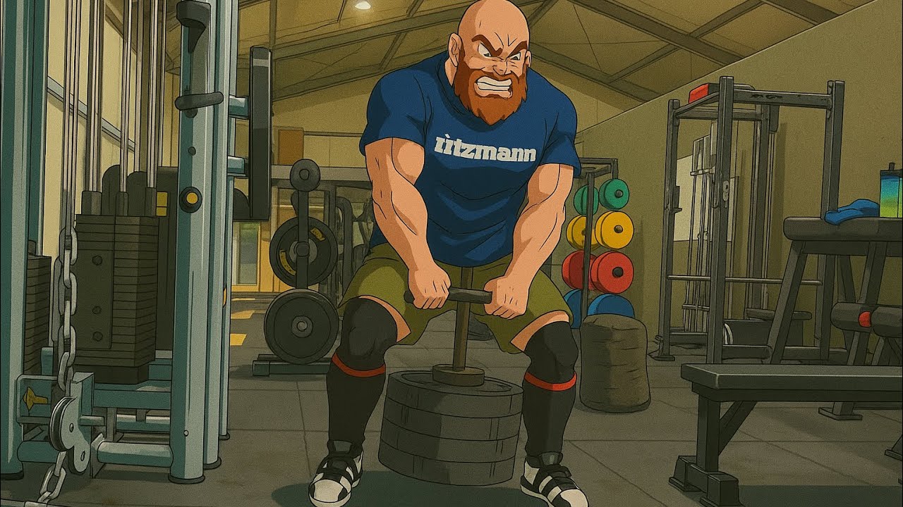 Strongman Vorbereitung 4/4 Duckwalk, Sandback, Atlasstein und Fass