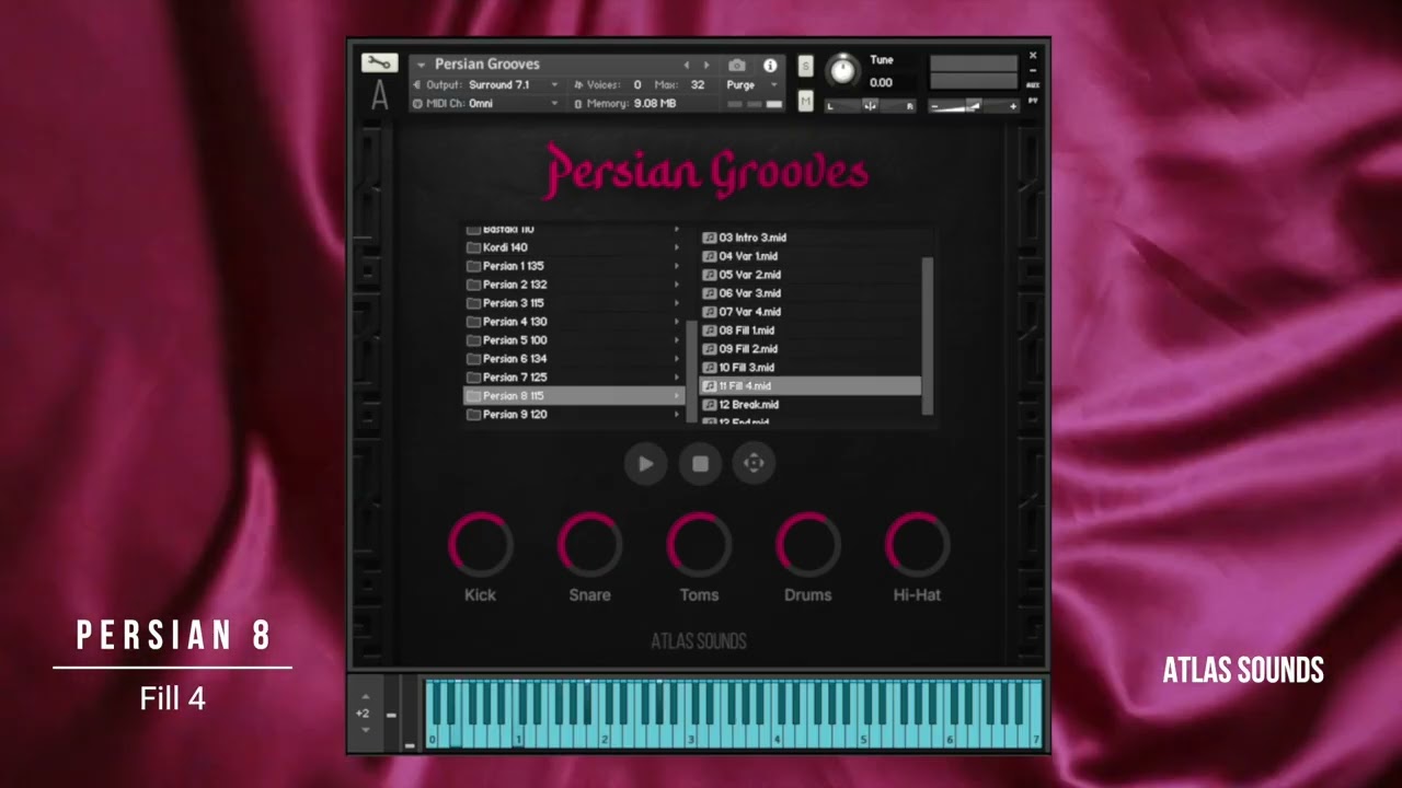 Persian Grooves for Kontakt | Drag & Drop MIDI Drums from Iran | 20 Rhythms & 260 Grooves