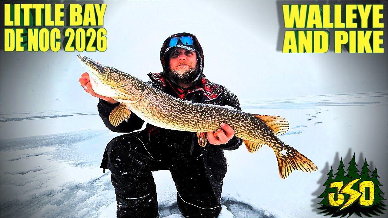 WORLD-CLASS Ice Fishing at Little Bay de Noc ❄️ Trophy Pike & Walleye