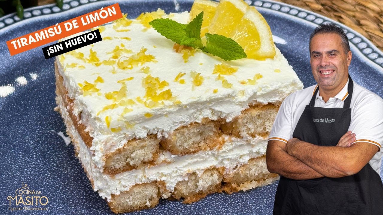 Tiramisú de limón sin huevo Receta tradicional Italiana
