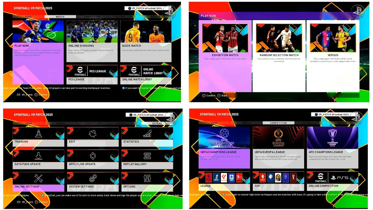 Review Graphic Menu eFootball 2025, FREE save data level Legend PES 2018 PS3