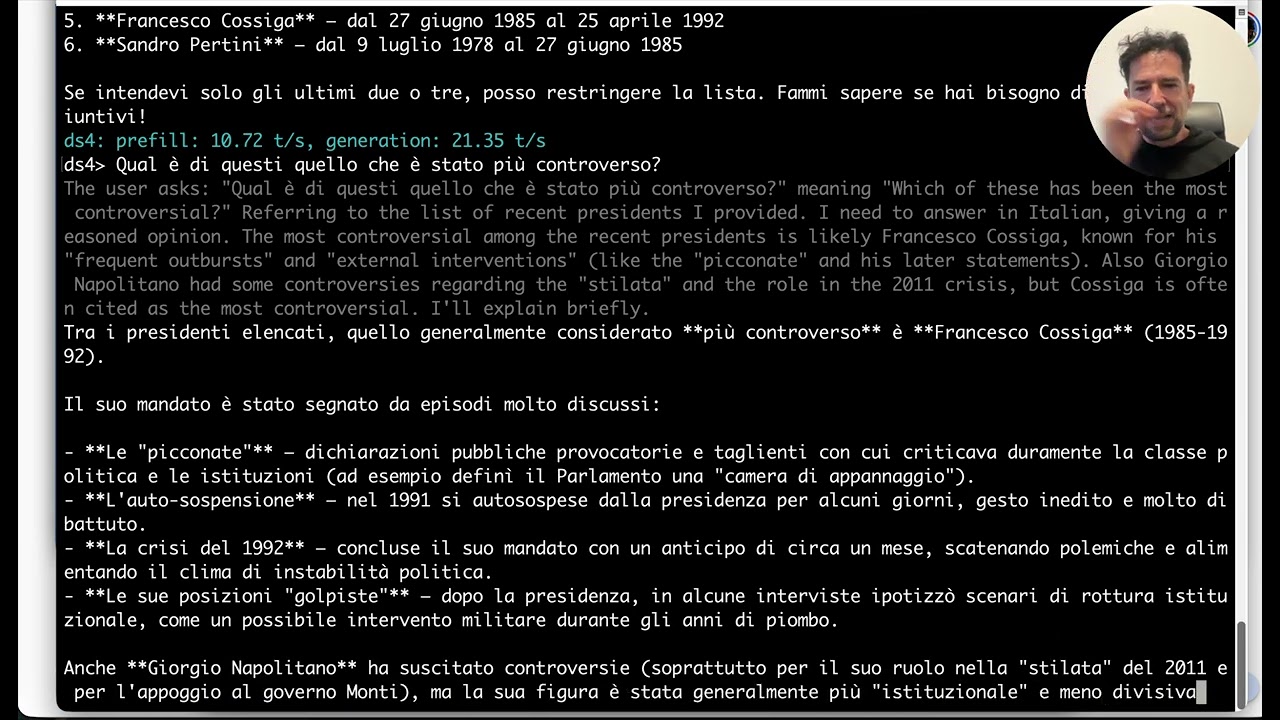 Dimostrazione pratica di DeepSeek v4 Flash in locale con 128GB di RAM