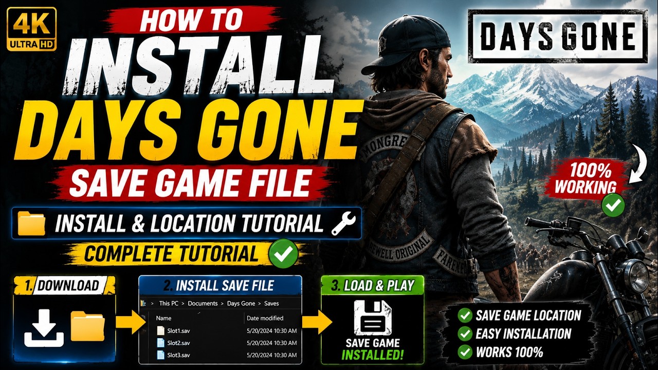 🎮How to install Days Gone Save Game File Install & Location Tutorial 🔧Complete tutorial 🔧modsgamer77