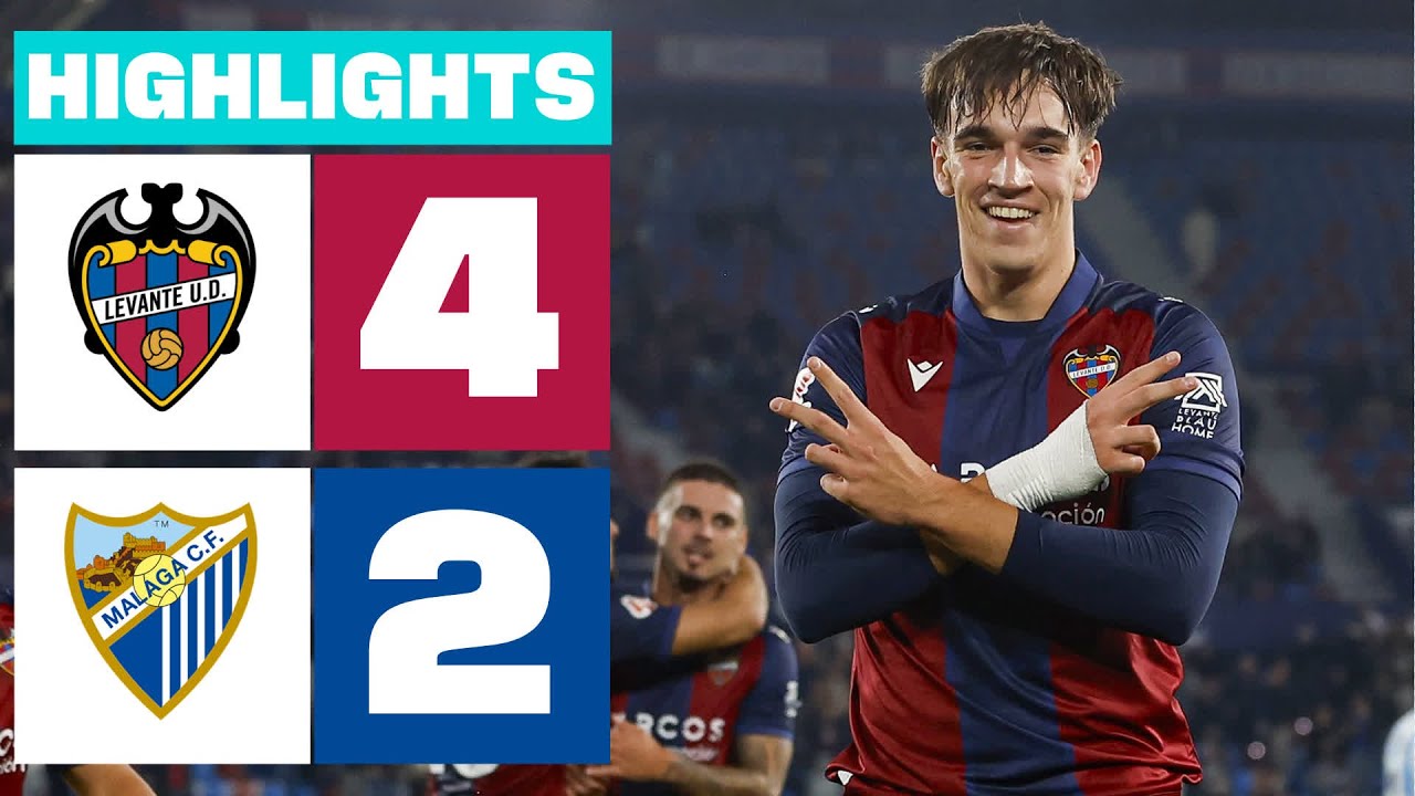 LEVANTE UD  4 - 2 MÁLAGA CF I RESUMEN LALIGA HYPERMOTION