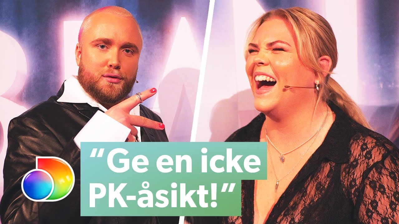 Edvin Törnblom och Johanna Nordström spelar “gissa-frågan”-leken | BIANCA | discovery+ Sverige