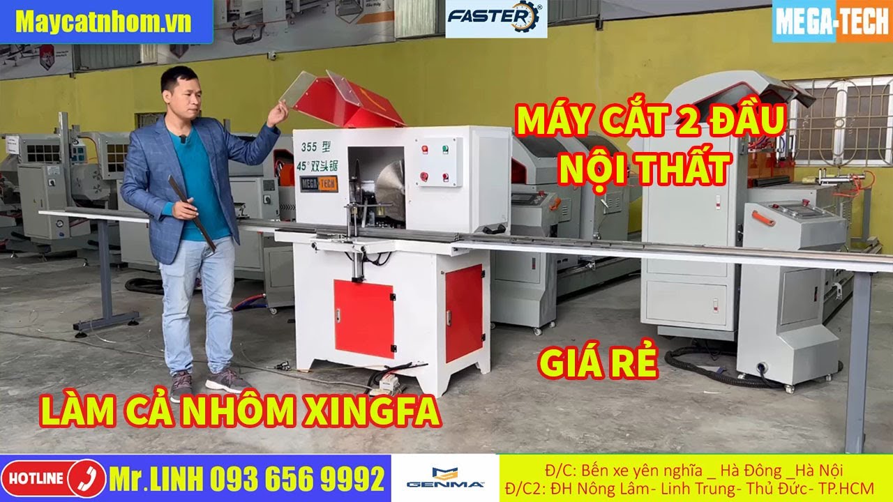 Máy cắt nhôm nội thất 2 đầu giá rẻ | máy cắt nhôm xingfa