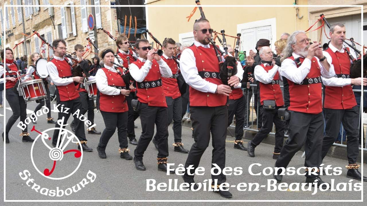 Le Bagad Kiz Avel 🎩à la fête des Conscrits 🎩 Belleville-en-Beaujolais