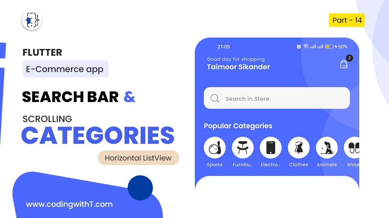 Search Bar and Horizontal ListView builder Categories in Flutter 2025