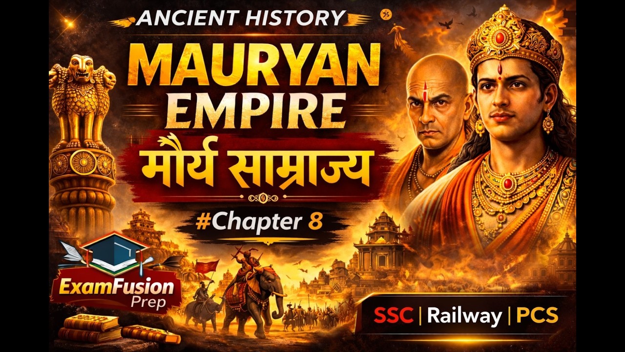 Ancient History Chapter 8 | Mauryan Empire | मौर्य साम्राज्य | SSC • Railway • PCS