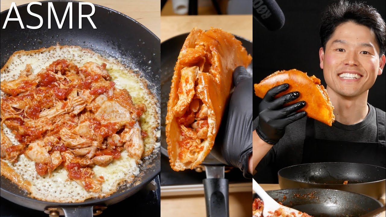 ASMR｜CHEESE TACO TOMATE CHICKEN｜MUKBANG 먹방｜bayashi.tiktok