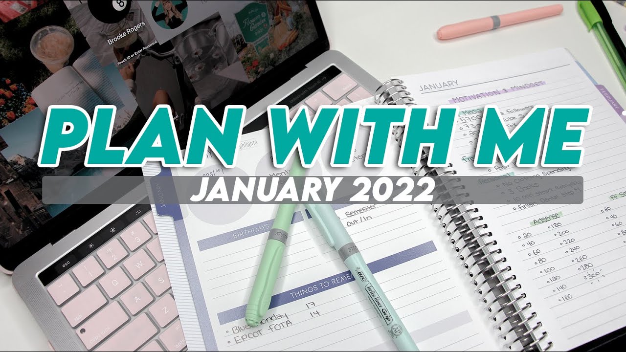 PLAN WITH ME JANUARY 2022 | Planner Setup, Goals, Social Media, YouTube + College! | *2022 Reset*