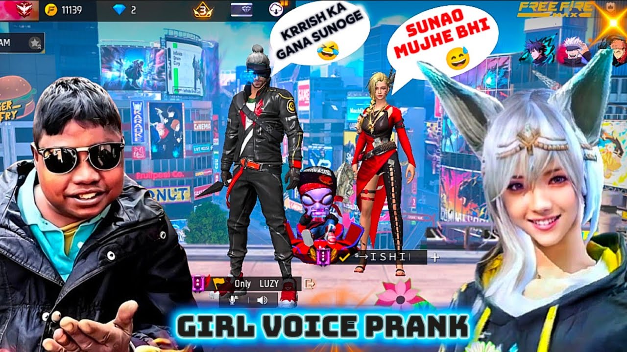 Krrish ka gana sunega 😂|  Girls voice prank 🤣 With random boy 💗| Free fire | @dreamer_sachin_