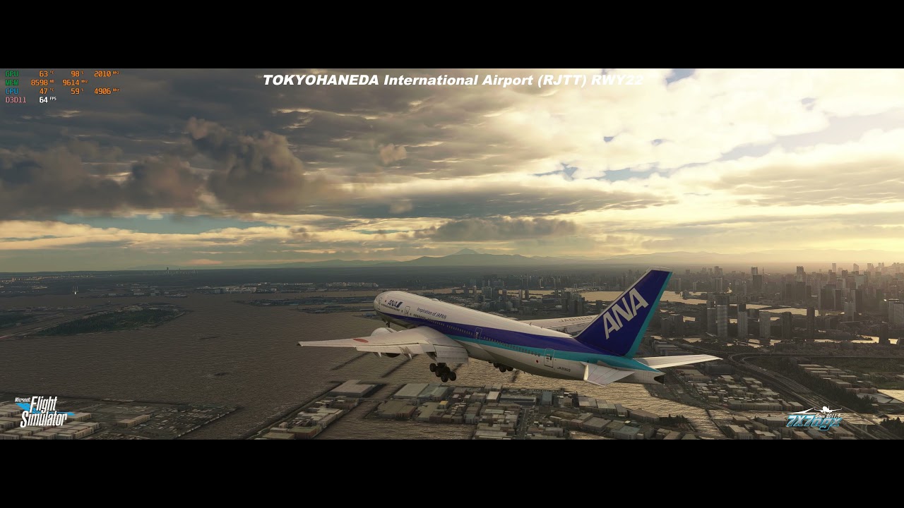 MSFS2020 TOKYO HANEDA International Airport (RJTT) Airport RWY22 Landing