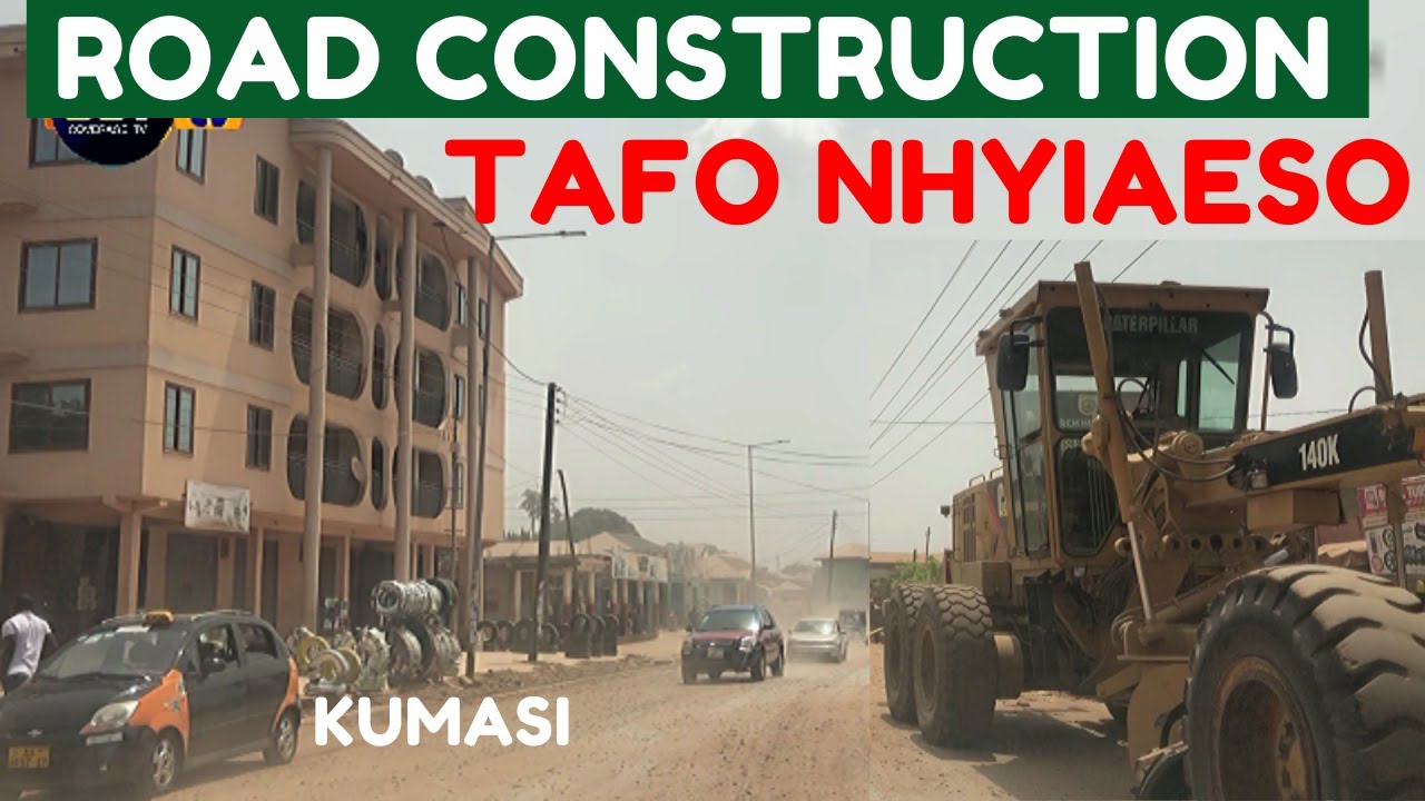 Road Construction at Tafo-Nhyiaeso, Kumasi. Ghana.