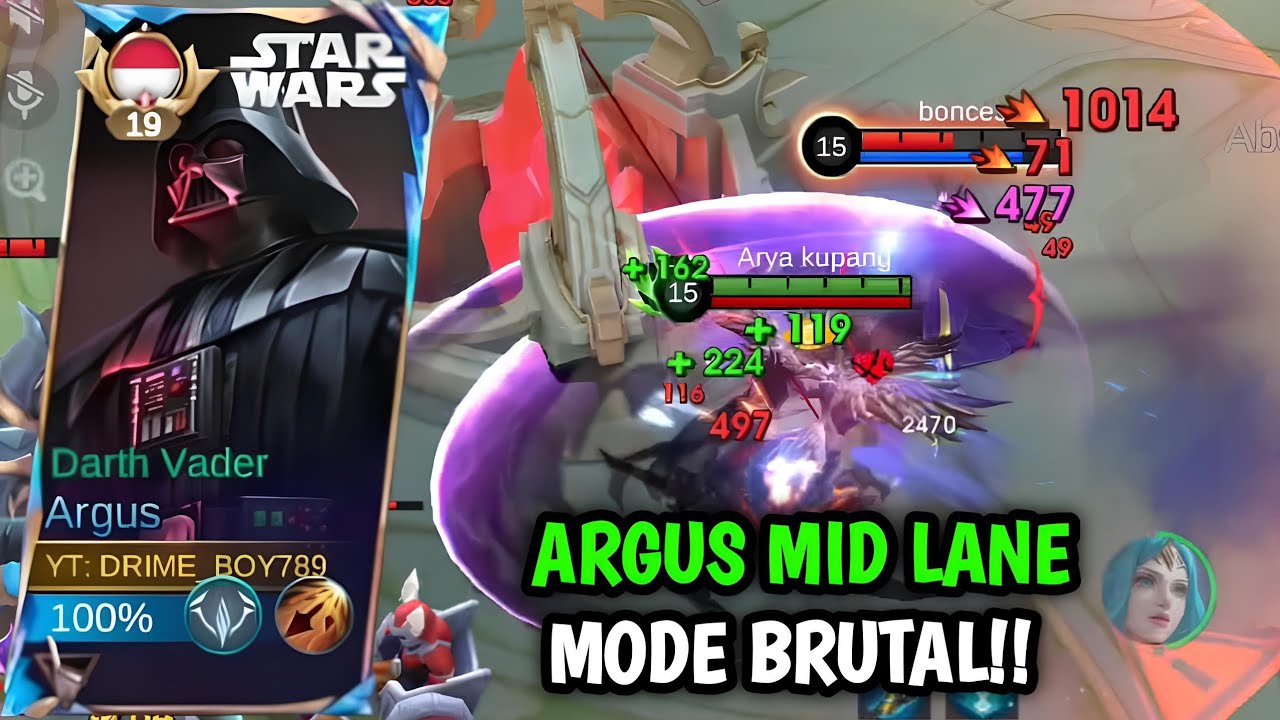 SOLO RANK MAIN ARGUS MID MODE BRUTAL TERNYATA MASIH SE ENAK INI!!- MLBB