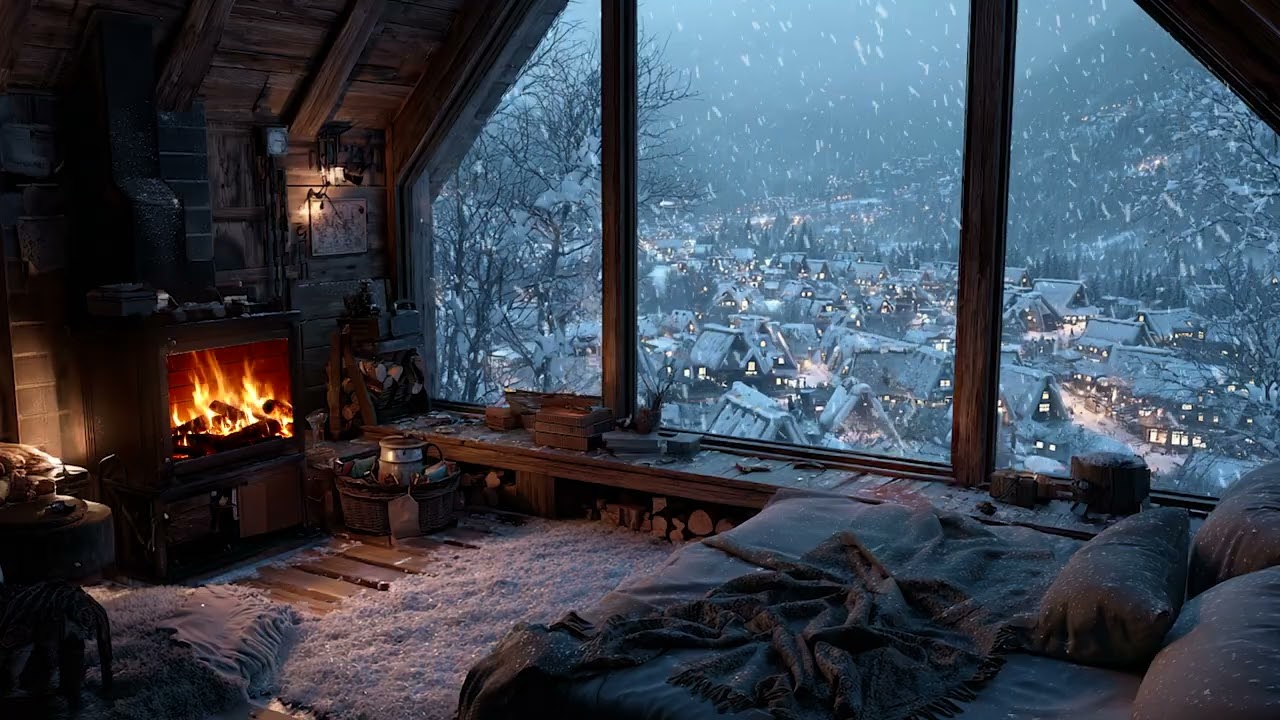 A Gentle Winter Atmosphere with Snow and Wind in the Distance | Ambient Sounds for Restful Nights