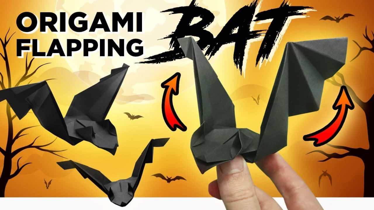 Easy Origami Flapping Bat 🦇 - Flapping Bat Halloween origami (Yakomoga) - Origami Easy