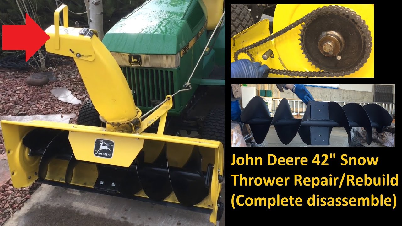 John Deere Snowblower Snowthrower Rebuild, Replace Shaft Bearings, Remove Auger, Tension Chain
